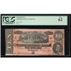 Image 1 : 1864 $10 Confederate States of America Note PCGS 62