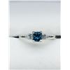 Image 1 : 3) 14K WHITE GOLD BLUE & WHITE DIAMOND RING