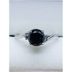 7) 14K WHITE GOLD BLACK & WHITE DIAMOND RING
