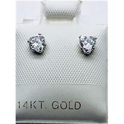 8) 14K GOLD CUBIC ZIRCONIA 10K BACK EARRINGS