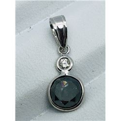 12) 14K WHITE GOLD BLACK & WHITE DIAMOND PENDANT