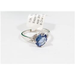15) 10K WHITE GOLD SAPPHIRE & DIAMOND RING