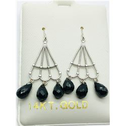 19) 14K WHITE GOLD BLACK ONYX EARRINGS