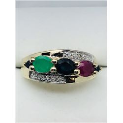22) GOLD PLATED STERLING SILVER GEMSTONE RING