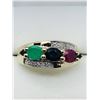 Image 1 : 22) GOLD PLATED STERLING SILVER GEMSTONE RING