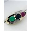 Image 2 : 22) GOLD PLATED STERLING SILVER GEMSTONE RING