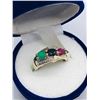 Image 3 : 22) GOLD PLATED STERLING SILVER GEMSTONE RING
