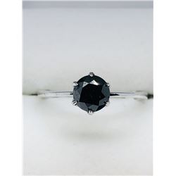 26) 10K WHITE GOLD BLACK DIAMOND RING