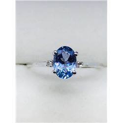 27) 10K WHITE GOLD TANZANITE & DIAMOND RING