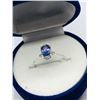 Image 3 : 27) 10K WHITE GOLD TANZANITE & DIAMOND RING