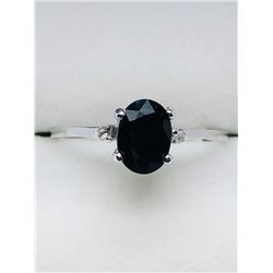 31) 10K WHITE GOLD BLUE SAPPHIRE & DIAMOND RING