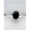 Image 1 : 31) 10K WHITE GOLD BLUE SAPPHIRE & DIAMOND RING