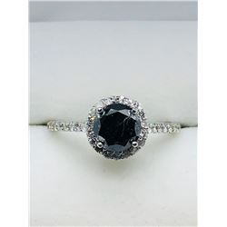 32) 14K WHITE GOLD BLACK & WHITE DIAMOND RING