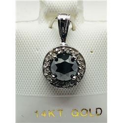 35) 14K WHITE GOLD BLACK & WHITE DIAMOND PENDANT