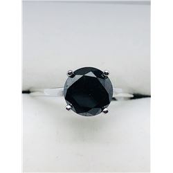 36) 10K WHITE GOLD BLACK DIAMOND RING