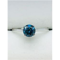 37) 10K WHITE GOLD BLUE DIAMOND RING