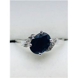40) 10K WHITE GOLD SAPPHIRE & DIAMOND RING