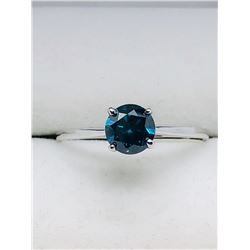 42) 14K WHITE GOLD BLUE DIAMOND RING