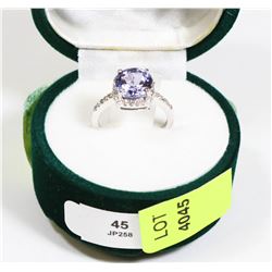 45) 14K WHITE GOLD TANZANITE & DIAMOND RING