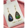 Image 2 : 47) 14K YELLOW GOLD AMMOLITE & DIAMOND EARRINGS