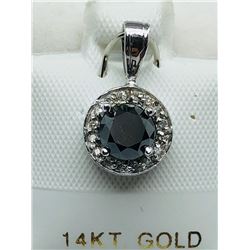 49) 14K WHITE GOLD BLACK & WHITE DIAMOND PENDANT