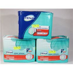 3 ASSORTED BAGS OF TENA INCONTINENCE BRIEFS