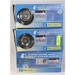 LOT OF THREE 4" RECESSED LIGHTING COMBOS.