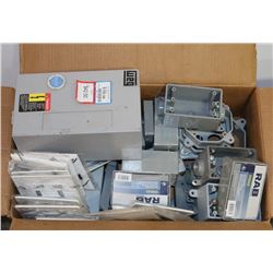 BOX OF ELECTRICAL BOXES AND COVERS & PHMAG