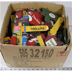 BOX OF ASST #1 TEACHER SIGNS.