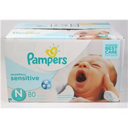 BOX OF 80 PAMPERS SWADDLERS SENSITIVE NEWBORN