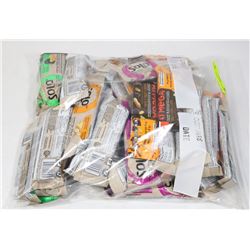 BAG OF ASSORTED PROTEIN BARS.