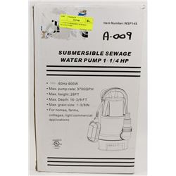 NEW 1-1/4HP SUBMERSIBLE SEWAGE WATER PUMP.