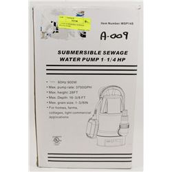 NEW 1-1/4HP SUBMERSIBLE SEWAGE WATER PUMP.