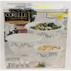 NEW 3PC CORELLE CORNINGWARE BAKE & SERVE.