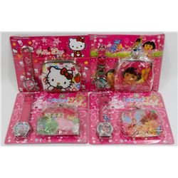 4 PACKS OF ASSORTED KIDS WATCH AND WALLET SETS