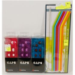 SET OF 6 SILICONE DRINKING STRAWS SOLD WITH 3