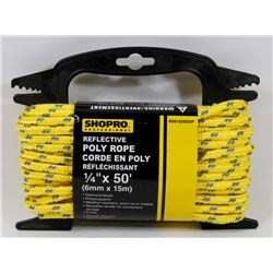 NEW! 1/4" X 50' REFLECTIVE POLY ROPE