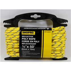 NEW! 1/4" X 50' REFLECTIVE POLY ROPE