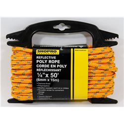 NEW! 1/4" X 50' REFLECTIVE POLY ROPE