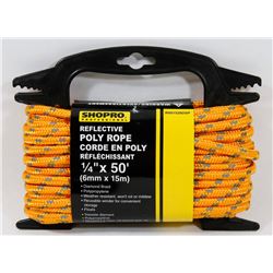 NEW! 1/4" X 50' REFLECTIVE POLY ROPE