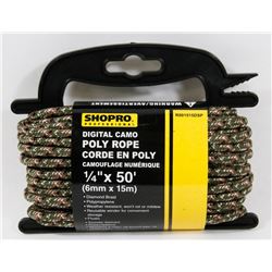 NEW! 1/4" X 50' CAMO POLY ROPE