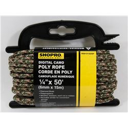 NEW! 1/4" X 50' CAMO POLY ROPE