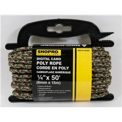 NEW! 1/4" X 50' CAMO POLY ROPE