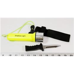 DIVERS FLASHLIGHT WITH DIVE KNIFE AND SHEATH