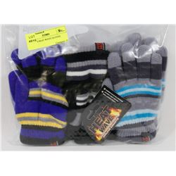 3PK KIDS HEAT WAVE GLOVES.