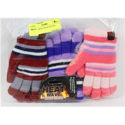 3PK KIDS HEAT WAVE GLOVES.