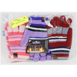 3PK KIDS HEAT WAVE GLOVES.