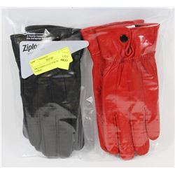 2PK LADIES LEATHER GLOVES LARGE.