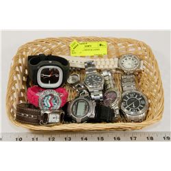 BASKET W/12 MEN'S & LADIES WATCHES -