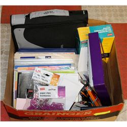 BOX FULL OF OFFICE SUPPLIES INCL. LABELS,